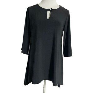 Sympli Size 4 Top Blouse Slinky Black Keyhole